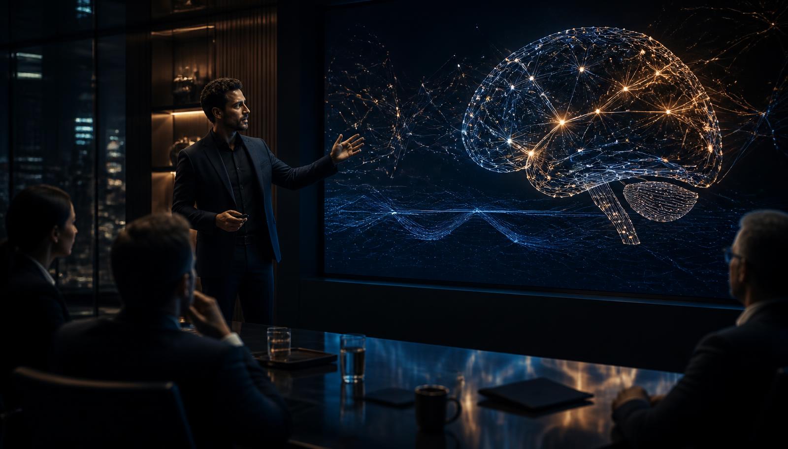 AI consultant presenting an AI automation solution to business clients
