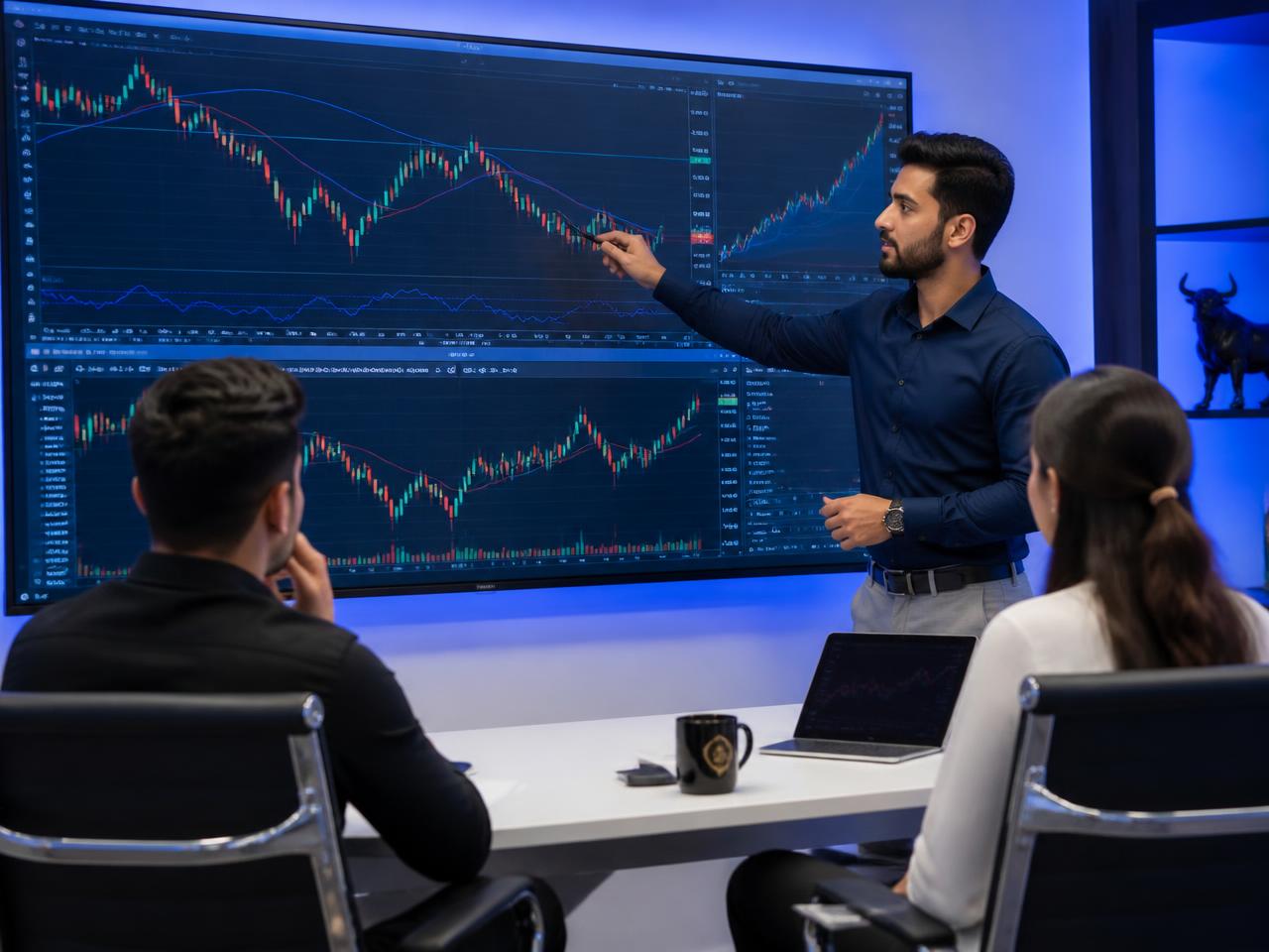Trading mentor teaching students live Forex and gold market analysis at Acumen Career Trainers Lahore